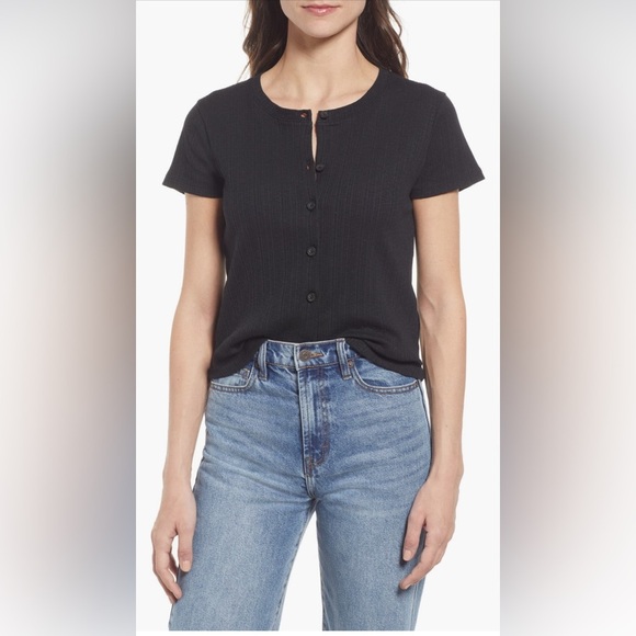 Madewell Tops - Madewell Pointelle Button Front Slim Tee size L